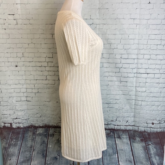 A.L.C. Soft Knit Open Knit Dress Cream White Sz S Designer Bride Bridal Vacation - Picture 10 of 16